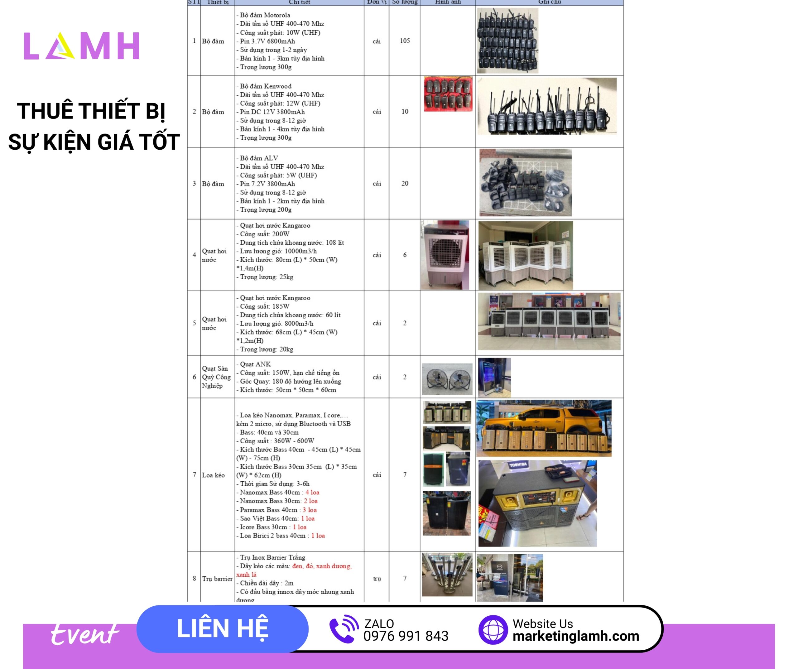 Thuê vật tư sự kiện- thuê âm thanh - thuê bộ đàm - thuê bàn ghế sự kiện